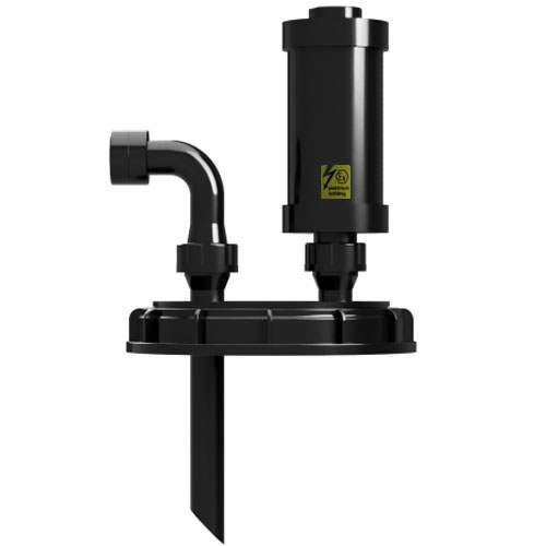 IBC-Schraubkappe DN 225 aus PE-el, mit S&auml;uredunstabscheider SDA90 und Bef&uuml;llanschluss G1", elektrisch-leitf&auml;hig