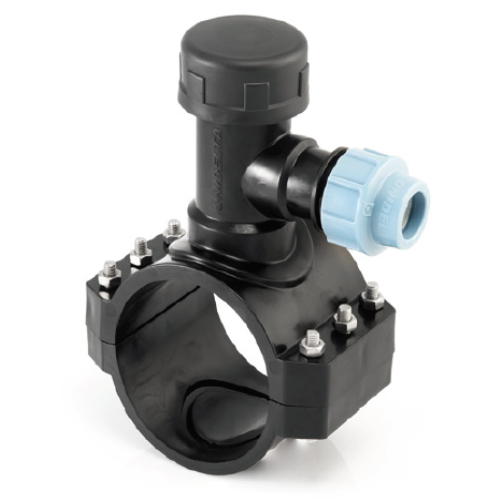 PP Klemmverbinder Typ UNIDELTA f&uuml;r PE Rohre,&nbsp; Druckanbohr-Abzweigschelle
